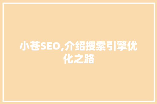 小苍SEO,介绍搜索引擎优化之路