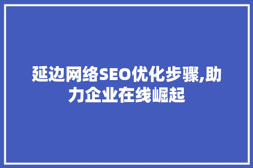 延边网络SEO优化步骤,助力企业在线崛起