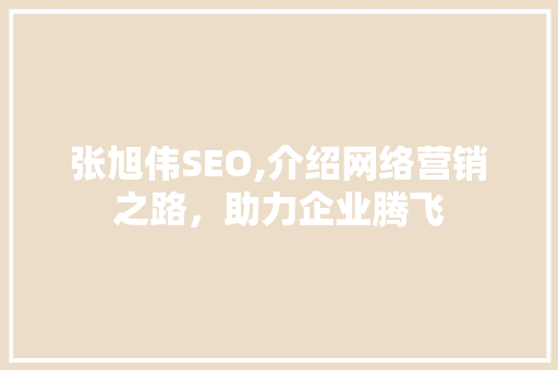 张旭伟SEO,介绍网络营销之路，助力企业腾飞