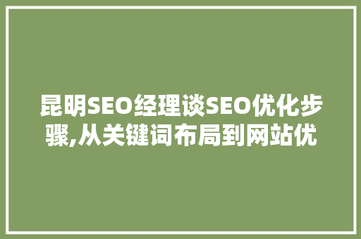 昆明SEO经理谈SEO优化步骤,从关键词布局到网站优化全攻略