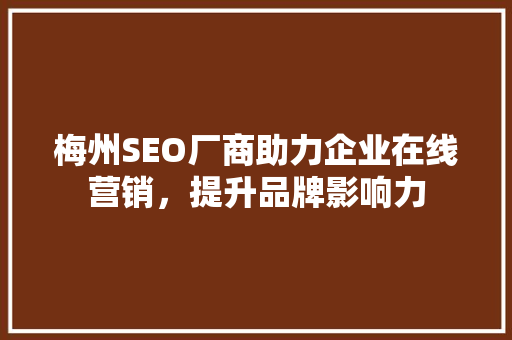 梅州SEO厂商助力企业在线营销，提升品牌影响力