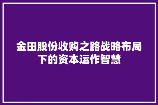 金田股份收购之路战略布局下的资本运作智慧