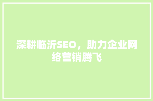 深耕临沂SEO，助力企业网络营销腾飞