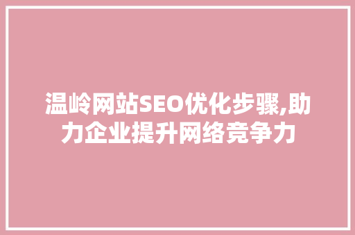 温岭网站SEO优化步骤,助力企业提升网络竞争力  第1张