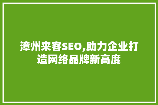漳州来客SEO,助力企业打造网络品牌新高度  第1张