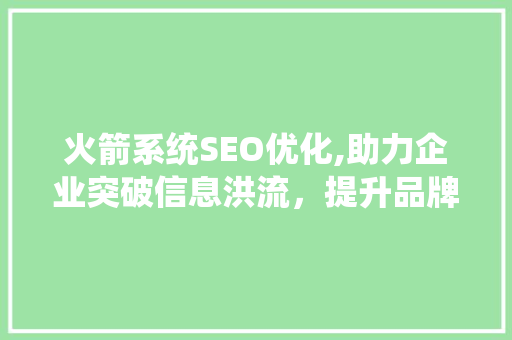 火箭系统SEO优化,助力企业突破信息洪流，提升品牌影响力