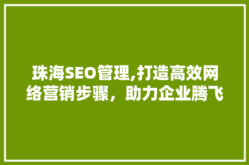 珠海SEO管理,打造高效网络营销步骤，助力企业腾飞