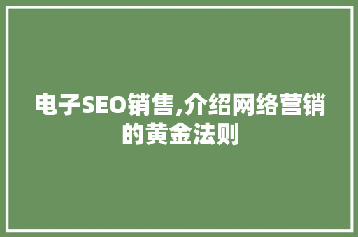 电子SEO销售,介绍网络营销的黄金法则