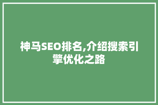 神马SEO排名,介绍搜索引擎优化之路