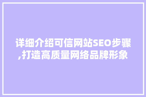 详细介绍可信网站SEO步骤,打造高质量网络品牌形象
