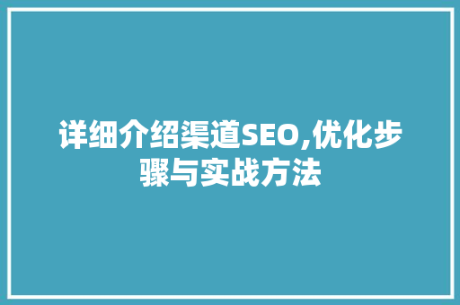 详细介绍渠道SEO,优化步骤与实战方法
