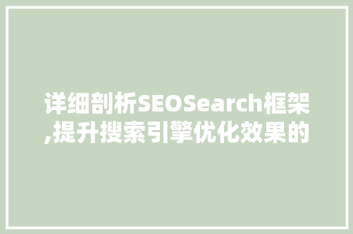 详细剖析SEOSearch框架,提升搜索引擎优化效果的方法