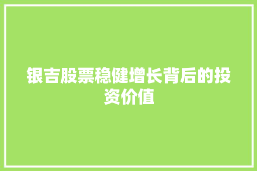 银吉股票稳健增长背后的投资价值