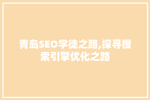 青岛SEO学徒之路,探寻搜索引擎优化之路