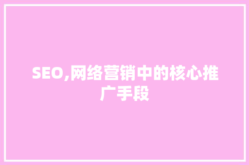 SEO,网络营销中的核心推广手段