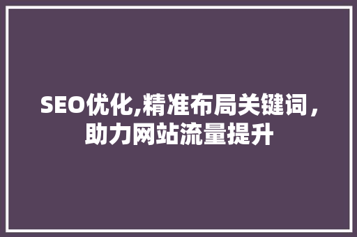 SEO优化,精准布局关键词，助力网站流量提升