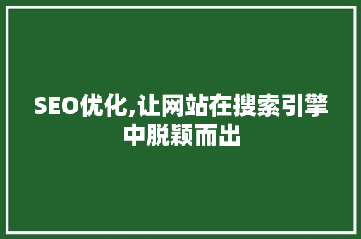 SEO优化,让网站在搜索引擎中脱颖而出