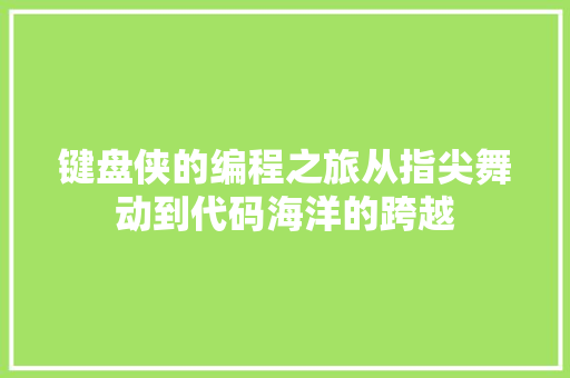 键盘侠的编程之旅从指尖舞动到代码海洋的跨越
