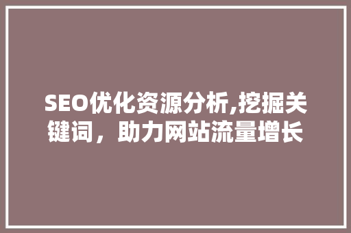 SEO优化资源分析,挖掘关键词，助力网站流量增长