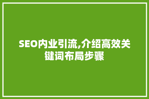 SEO内业引流,介绍高效关键词布局步骤