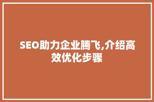 SEO助力企业腾飞,介绍高效优化步骤