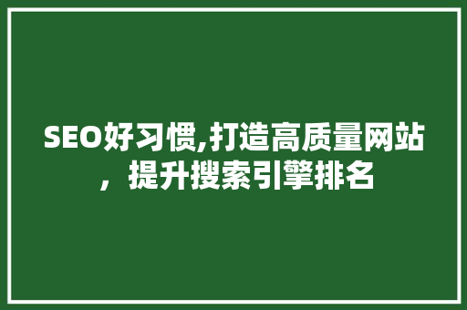 SEO好习惯,打造高质量网站，提升搜索引擎排名