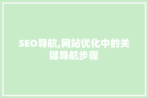 SEO导航,网站优化中的关键导航步骤
