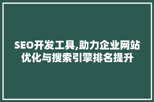 SEO开发工具,助力企业网站优化与搜索引擎排名提升