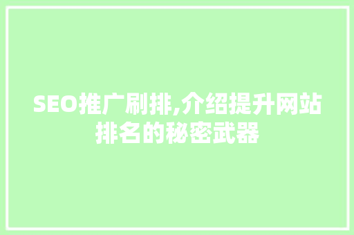 SEO推广刷排,介绍提升网站排名的秘密武器  第1张