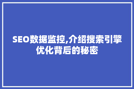 SEO数据监控,介绍搜索引擎优化背后的秘密