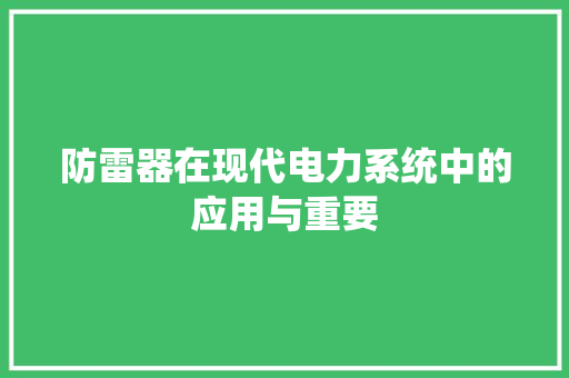 防雷器在现代电力系统中的应用与重要