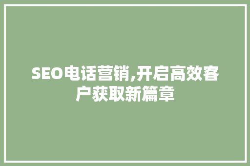 SEO电话营销,开启高效客户获取新篇章