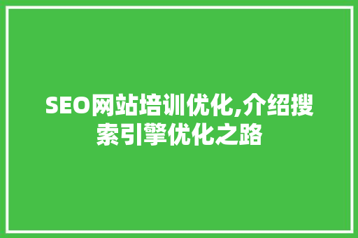 SEO网站培训优化,介绍搜索引擎优化之路