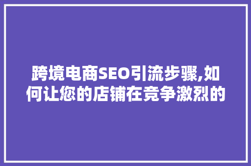 跨境电商SEO引流步骤,如何让您的店铺在竞争激烈的市场中脱颖而出