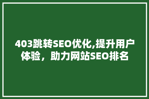 403跳转SEO优化,提升用户体验，助力网站SEO排名