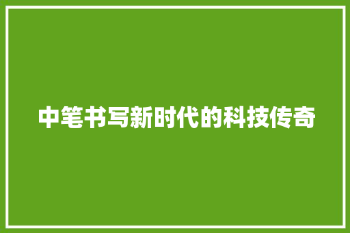 中笔书写新时代的科技传奇