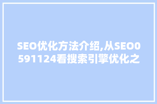 SEO优化方法介绍,从SEO0591124看搜索引擎优化之路