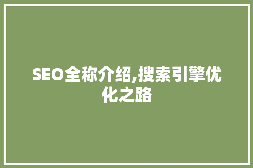 SEO全称介绍,搜索引擎优化之路