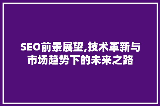 SEO前景展望,技术革新与市场趋势下的未来之路