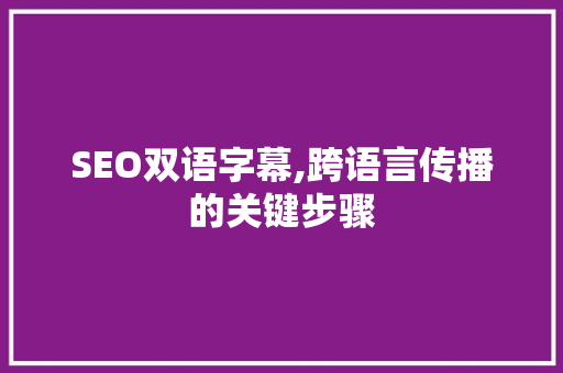 SEO双语字幕,跨语言传播的关键步骤
