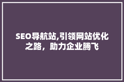 SEO导航站,引领网站优化之路，助力企业腾飞