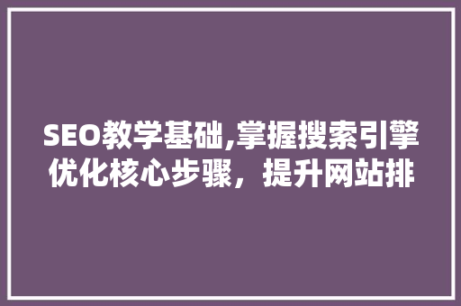 SEO教学基础,掌握搜索引擎优化核心步骤，提升网站排名