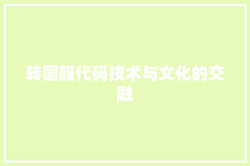 转国服代码技术与文化的交融