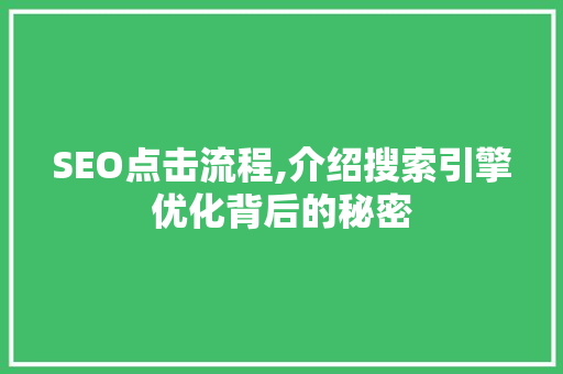 SEO点击流程,介绍搜索引擎优化背后的秘密