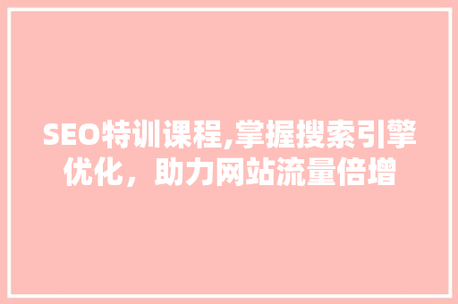 SEO特训课程,掌握搜索引擎优化，助力网站流量倍增