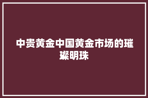 中贵黄金中国黄金市场的璀璨明珠