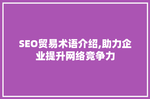 SEO贸易术语介绍,助力企业提升网络竞争力