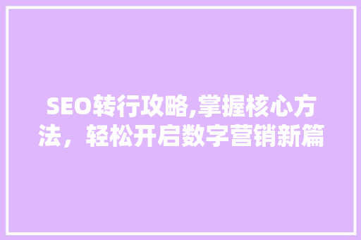 SEO转行攻略,掌握核心方法，轻松开启数字营销新篇章