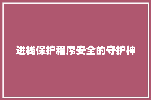进栈保护程序安全的守护神