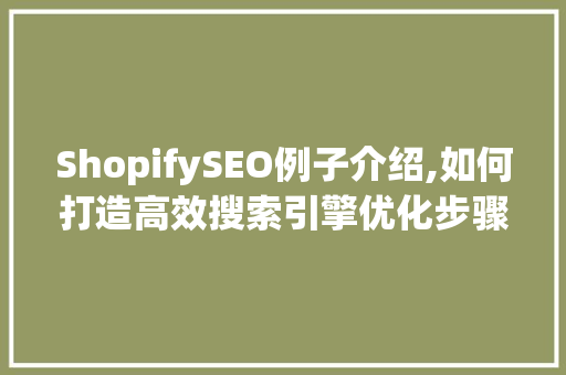 ShopifySEO例子介绍,如何打造高效搜索引擎优化步骤